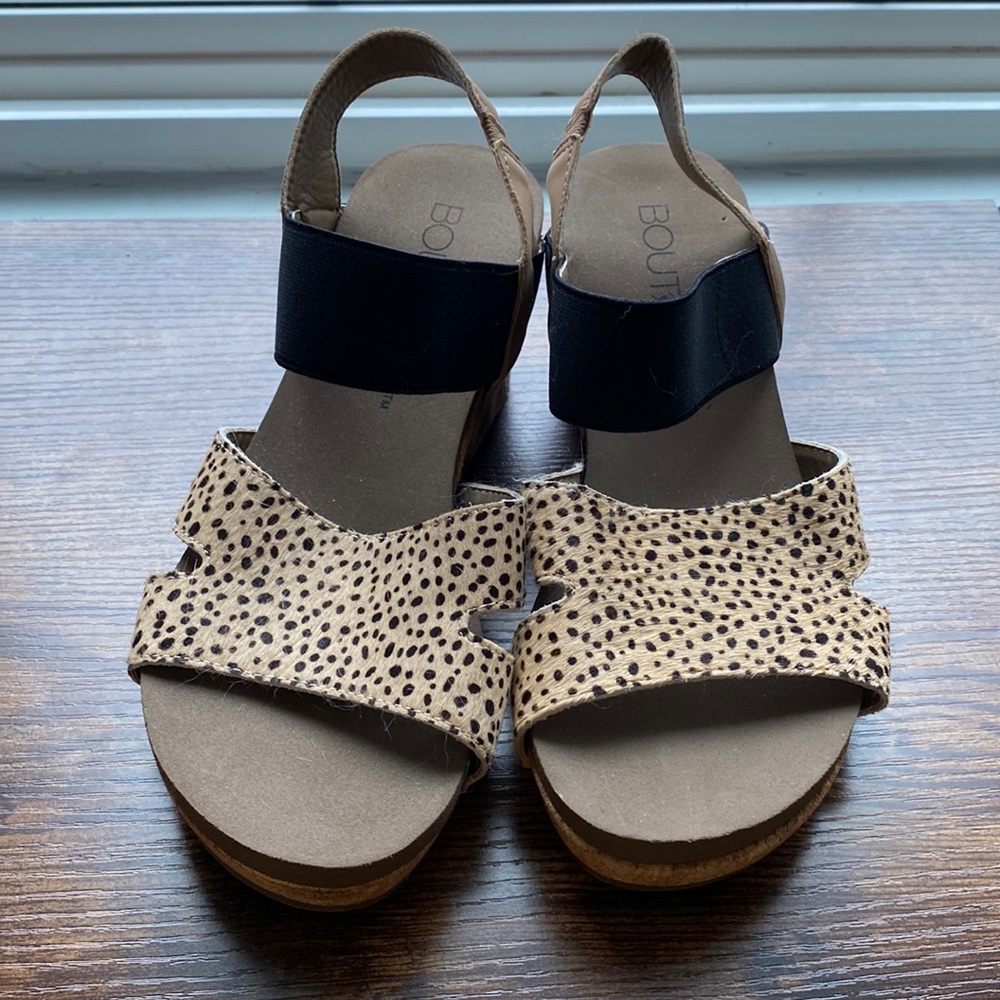Boutique by Corkys cheetah strappy wedge - rarely worn sz 7